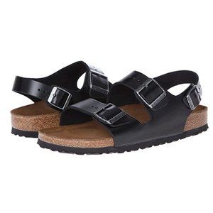 Black Leather Birkenstock Back Buckle Milano 40